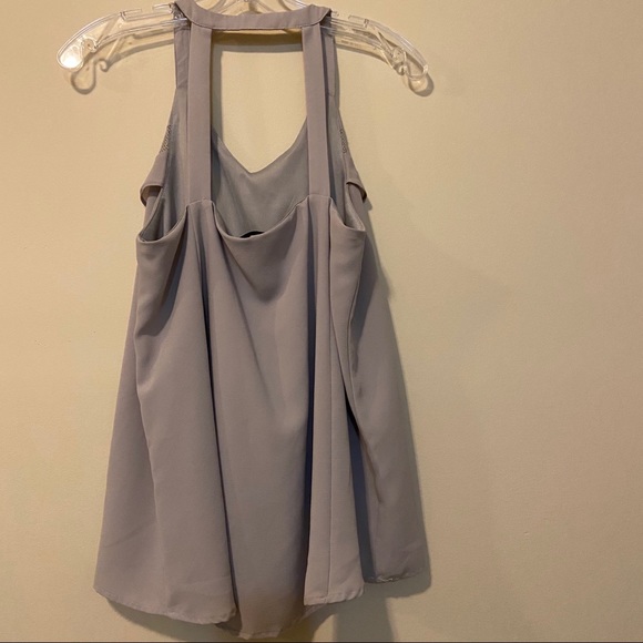 Doe & Rae Medium Gray Halter Tank Top With Ruffle - Picture 2 of 6